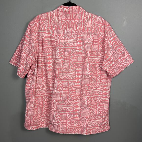 L.L. Bean shirt men's Large button down short sleeve Tropics camp Dad batik - Picture 6 of 9